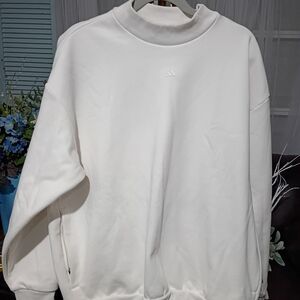 New Adidas Men's White Basketball Sweatshirt With Zipped Pockets